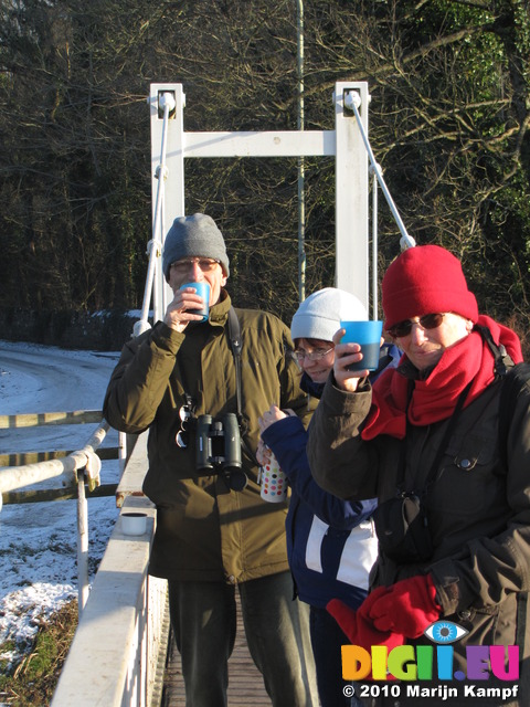 SX12266 Hans, Machteld and Jenni on footbridge over Ogmore River